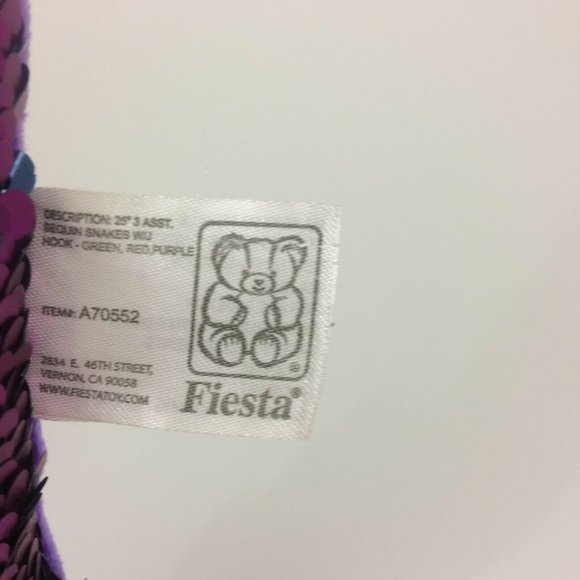 Fiesta Reversible Flip Sequin Snake Plush 24" Purple Blue Stuffed Animal Toy - Picture 10 of 10